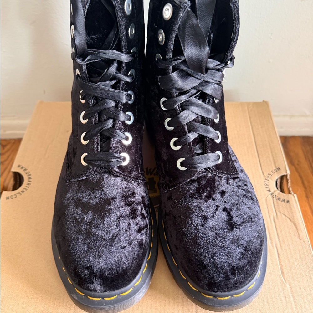 Dr Martens 1460 Black Velvet Lace-Up Boots